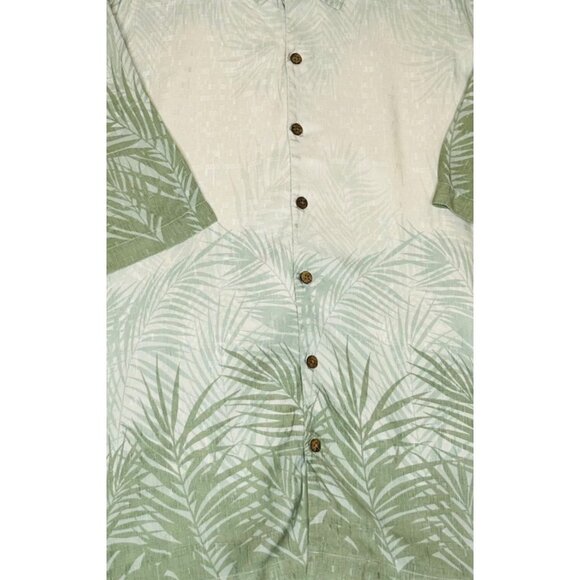 Tommy Bahama Mens XL 100% Silk Green Palm Print Short Sleeve Button-Up Shirt - Picture 3 of 11